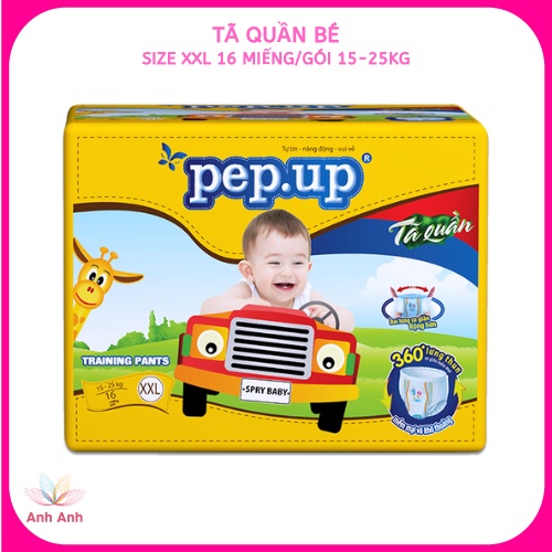 Tã Quần Bé size M22, L20, XL18, XXL16 PEP.UP khô thoáng, lưng thun mềm mại dễ chịu