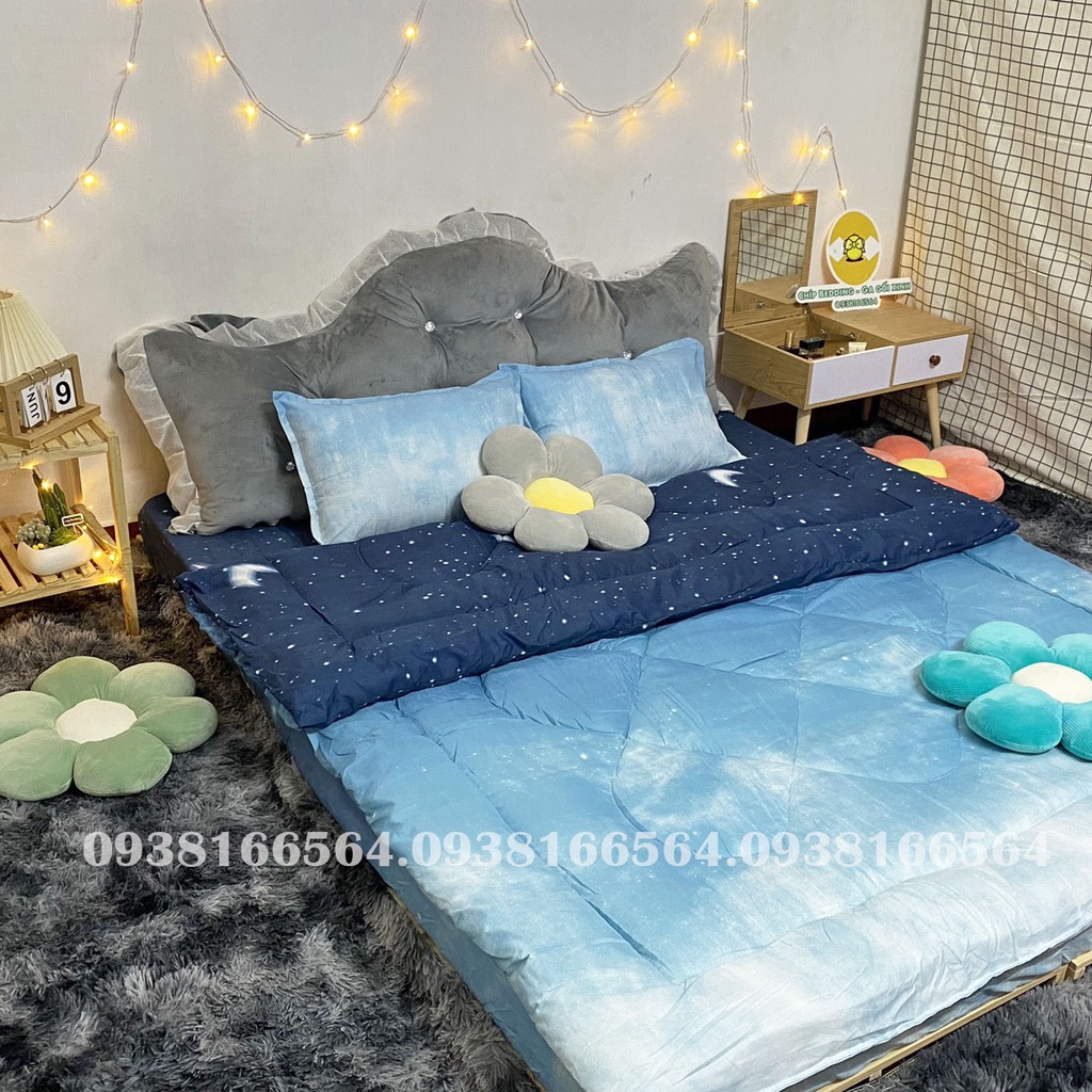TRỌN BỘ COTTON POLY 5 MÓN CHĂN PHAO DÀY DẶN HÀNG VN TRỜI ĐÊM - ĐỦ KÍCH THƯỚC