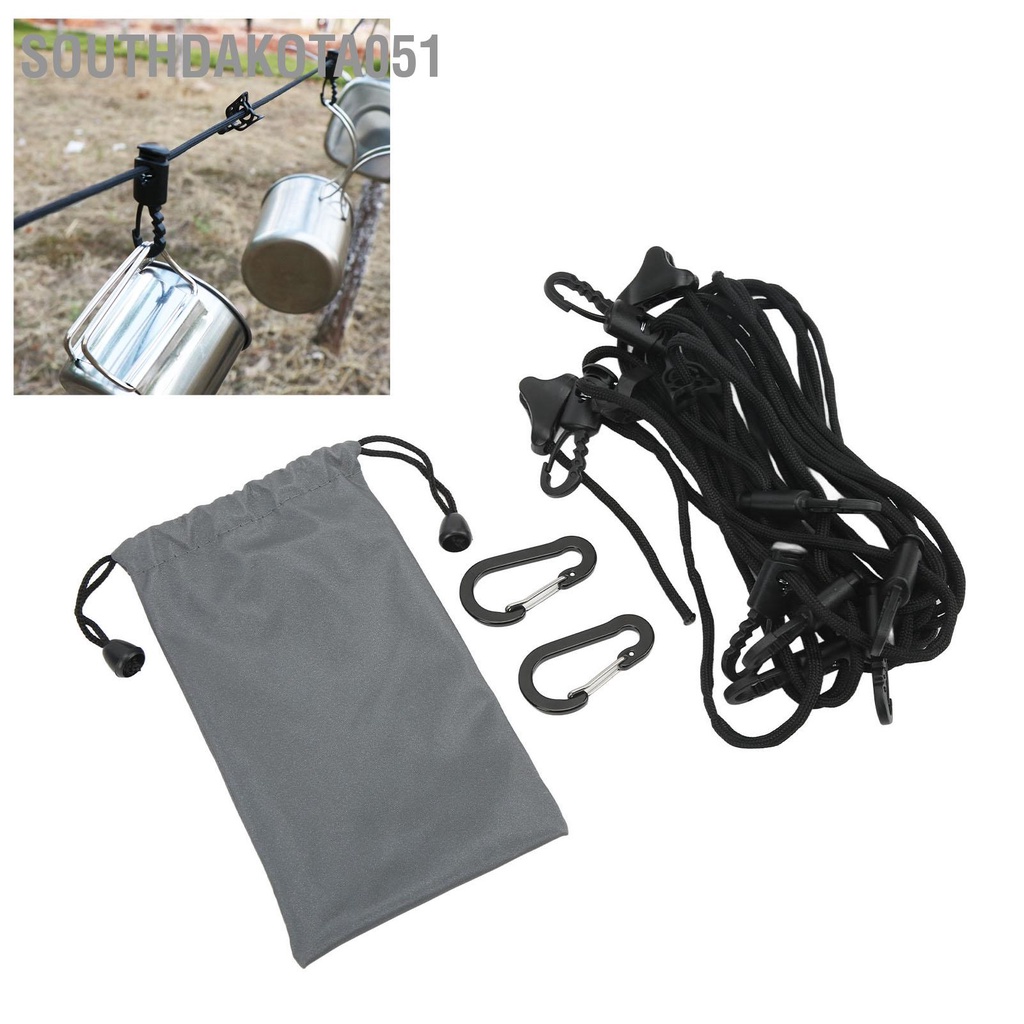 Southdakota051 Dây treo cắm trại Chiều dài 5M Lều ngoài trời buộc Móc Đồ đa chức năng đeo có móc