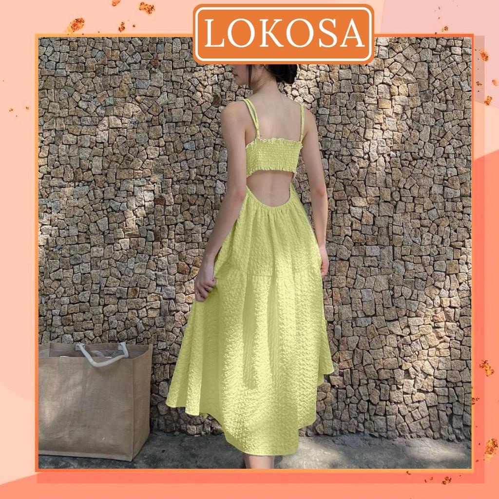 Đầm Dự Tiệc LOKOSA Váy Babydoll Dáng Dài 2 Dây Thiết Kế Hở Lưng Phong Cách Hàn Quốc Công Chúa Đi Dự Tiệc Đi Chơi VD078 | BigBuy360 - bigbuy360.vn