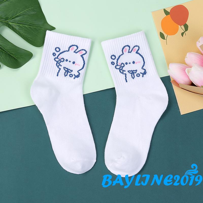 BAY-Vớ giữ ấm họa tiết thỏ hoạt hình dễ thương cho người lớn chạy bộ/thể thao