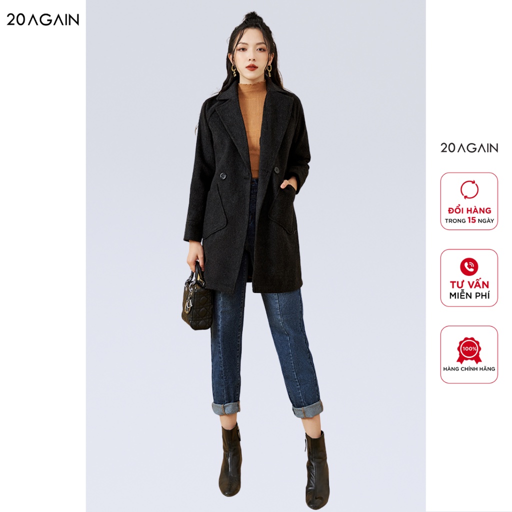 Áo khoác dạ dài 2 túi ốp - KDA1269 - 20 AGAIN
