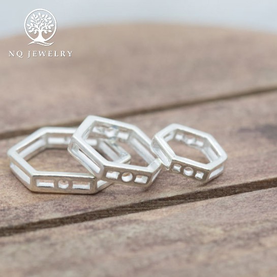 Charm bạc hình lục giác rỗng - NQ Jewelry