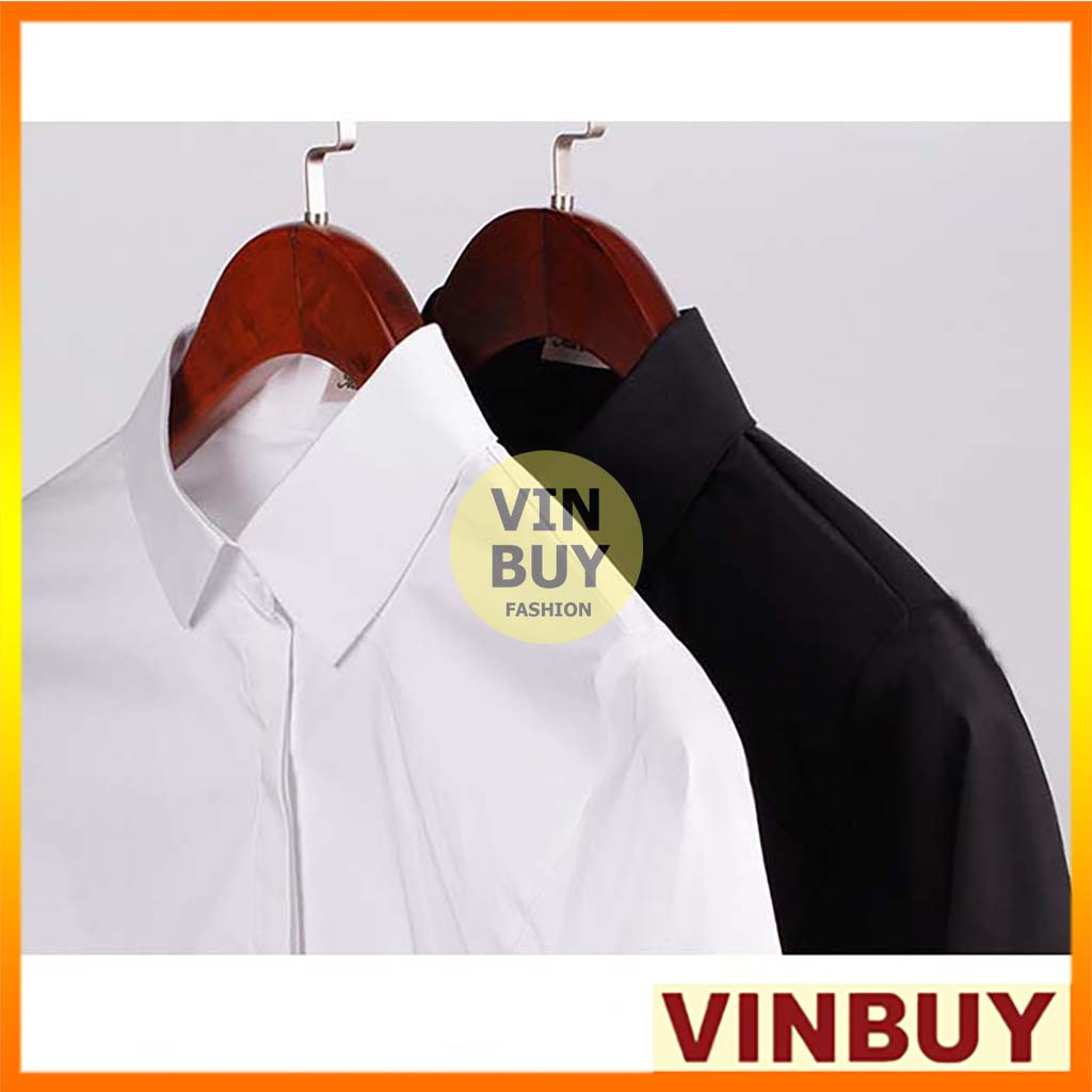 Sơ mi tay dài đen nữ nẹp che nút thanh lịch chất vải cotton lụa co giãn form sơ mi công sở đẹp