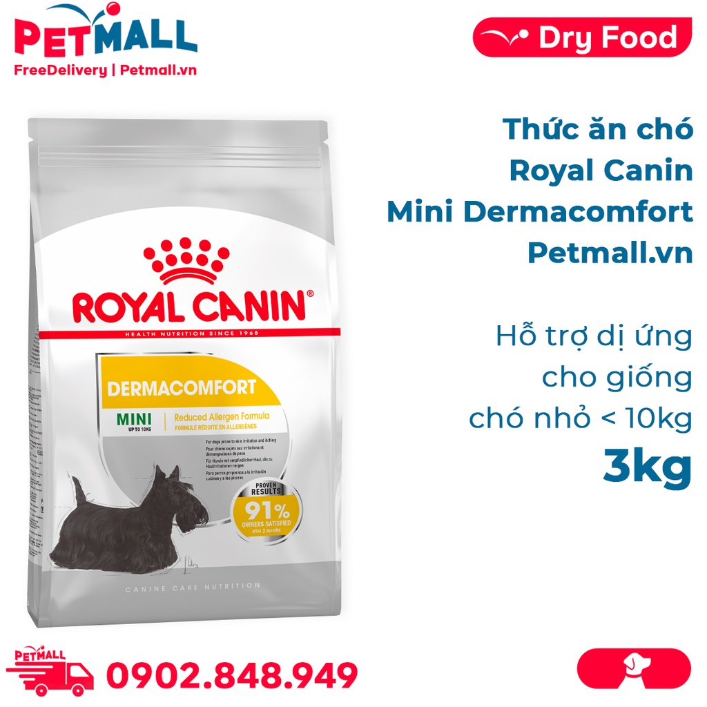 Thức ăn chó Royal Canin Mini Dermacomfort 3kg - Hỗ trợ dị ứng,cho giống chó nhỏ < 10kg Petmall