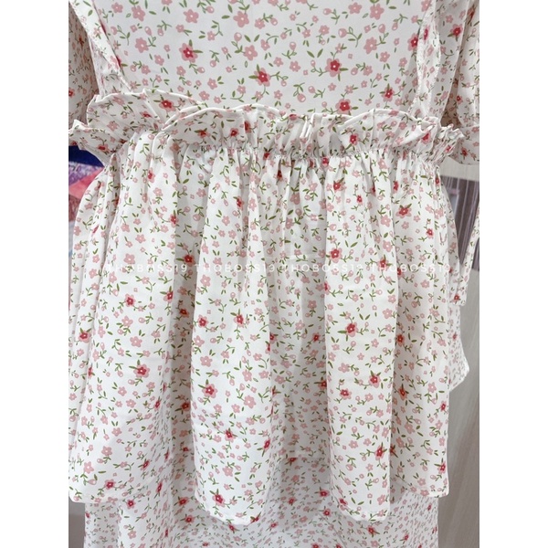 Đầm Bigsize Hoa Nhí Tầng Tay Nơ