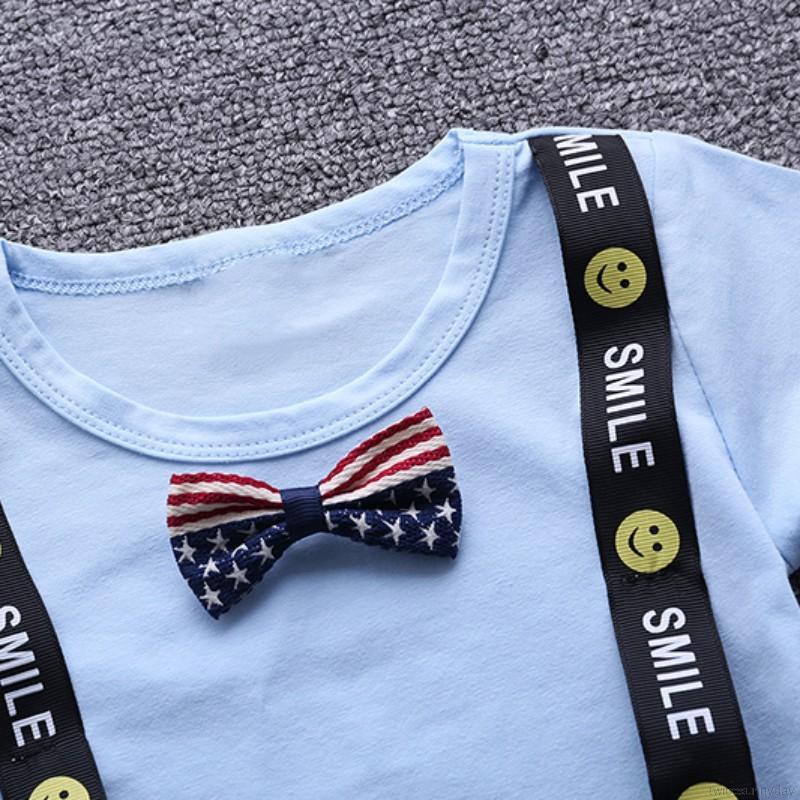 Set áo thun đính nơ &amp; quần short cho bé trai