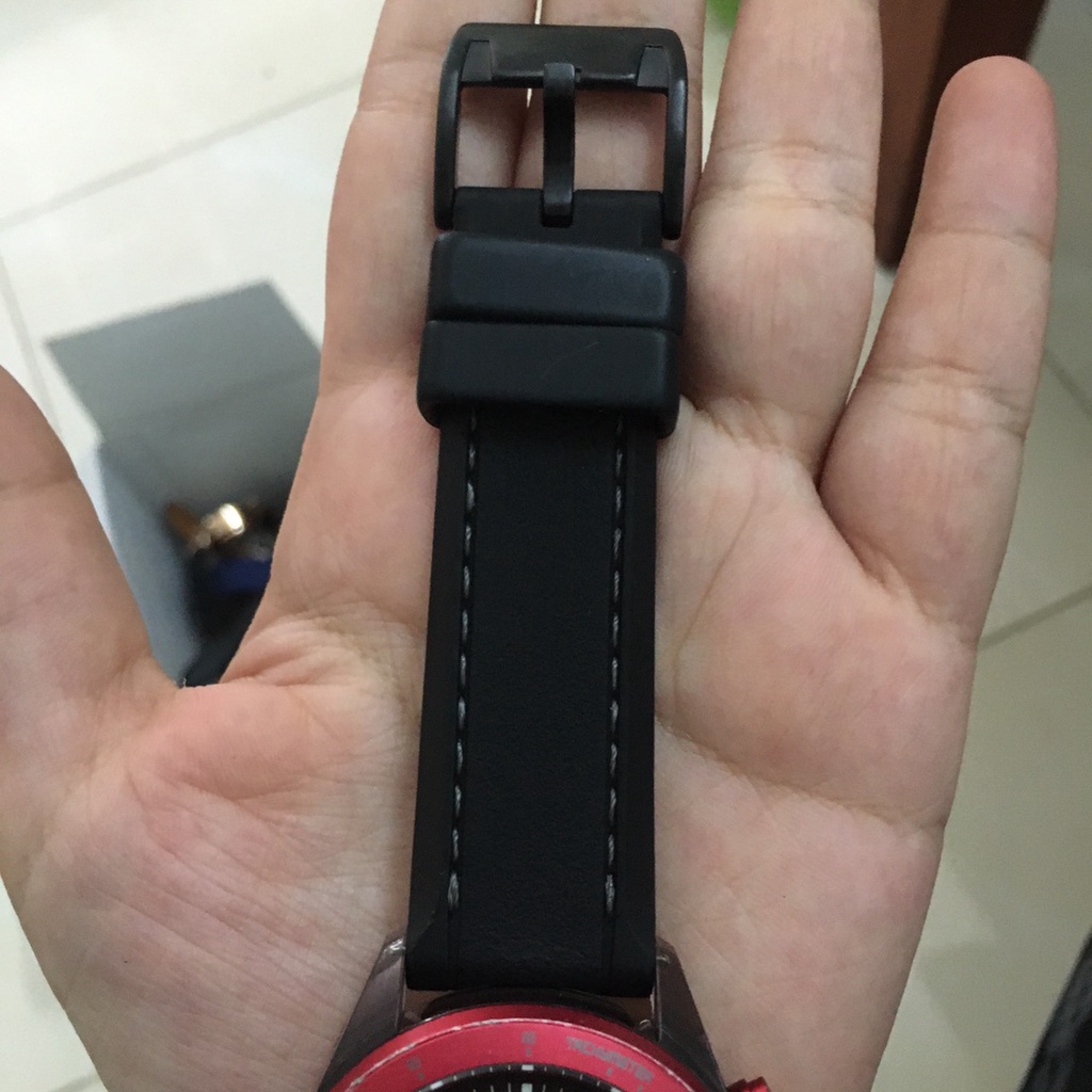 Đồng hồ nam thương hiệu FOSSIL hàng si Nhật chính hãng mặt đen , viền đỏ , có 6 kim