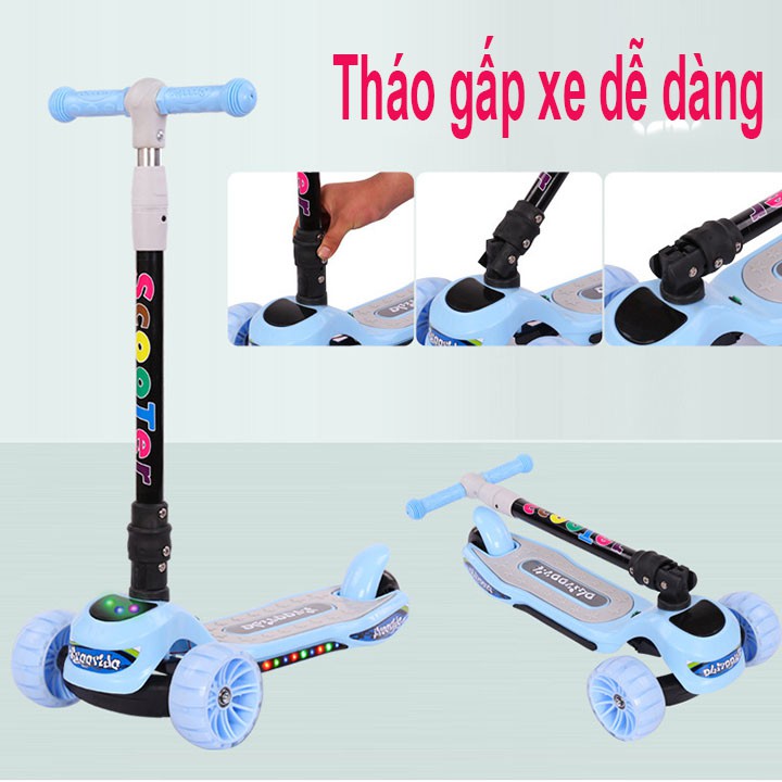 xe scooter cho trẻ con, xe trượt đẩy chân có bánh phát sáng