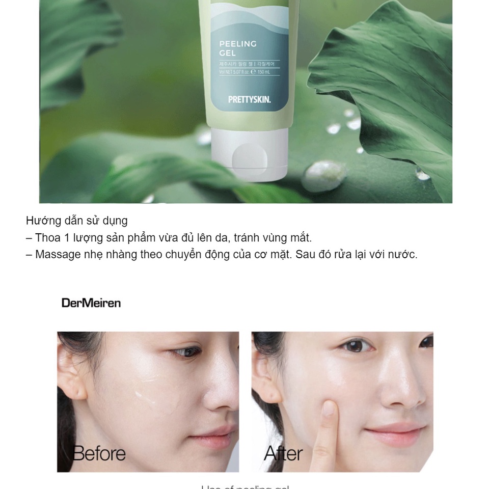 Tẩy Da Chết Rau Má PEELING GEL PRETTYSKIN, Sáng Da, Giảm Mụn Đầu Đen Hiệu Qủa - 150ml