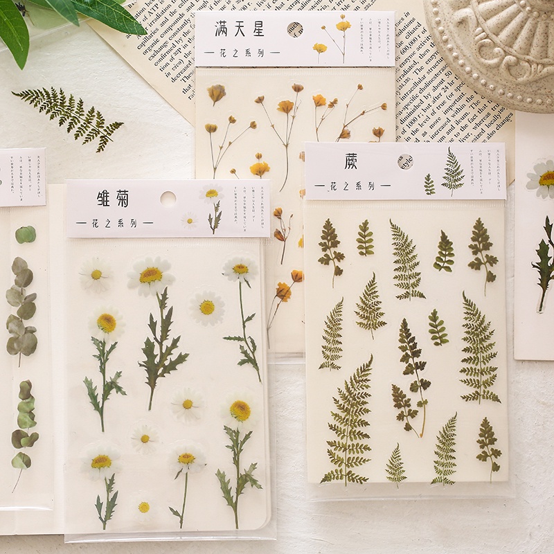Tờ nhãn dán họa tiết hoa cỏ tươi tắn sticker dùng để trang trí sổ tay