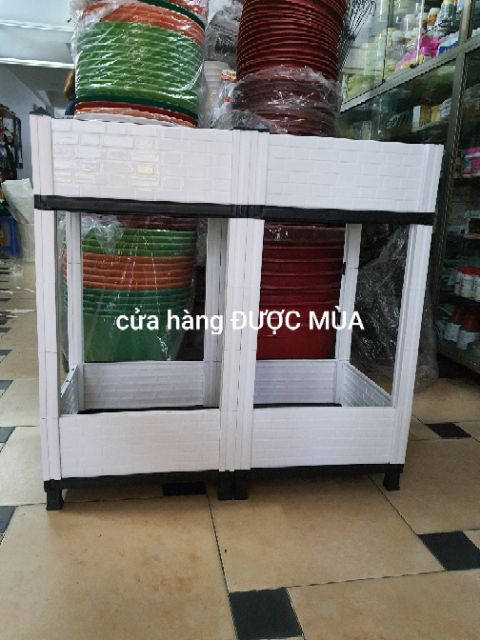 Chậu lắp ghép trồng rau thông minh 2 tầng D80xR40xC78cm