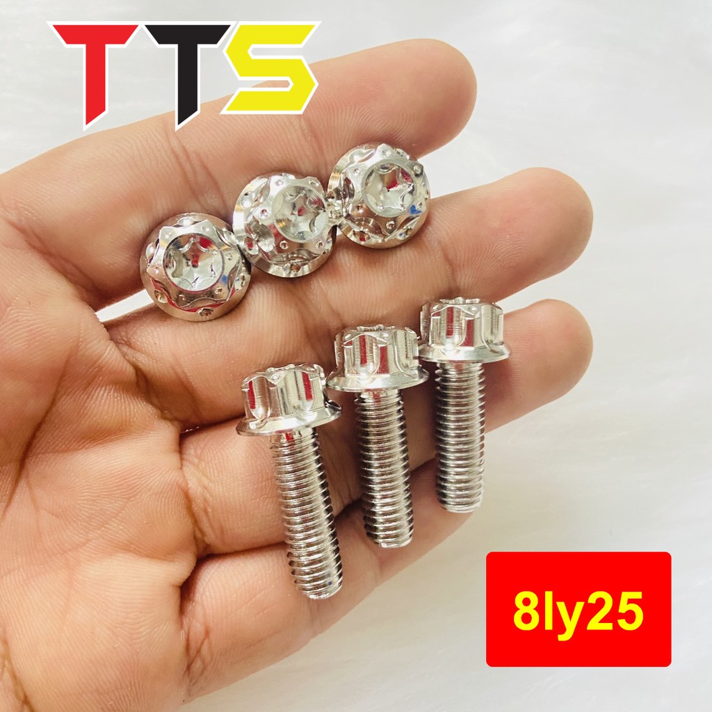 Ốc Salaya 8ly TRỤ size 8ly25, 8ly30, 8ly40, 8ly50, 8ly60 lắp gác chân, treo pô, ghi đông xe máy