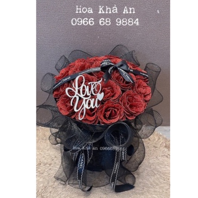 Bó hoa nhũ 20bông mix lưới. Bền vĩnh cửu. Ship hoả tốc