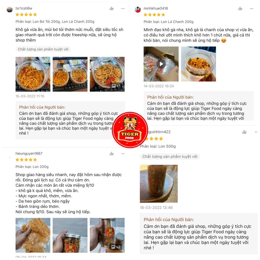 Khô Gà Bơ Tỏi Xé Cay TIGER FOOD Khô Gà Bơ Tỏi Đậm Vị Siêu Ngon Lon 300g - Đồ Ăn Vặt Sài Gòn