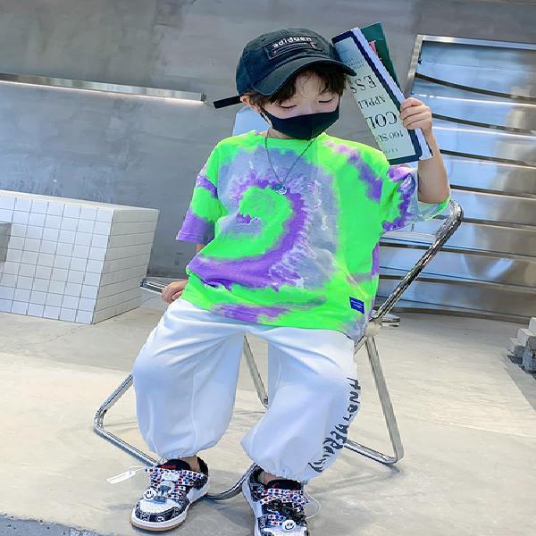 Áo Thun Tay Ngắn Họa Tiết Tie-Dye Phong Cách Mới Dành Cho Bé Trai