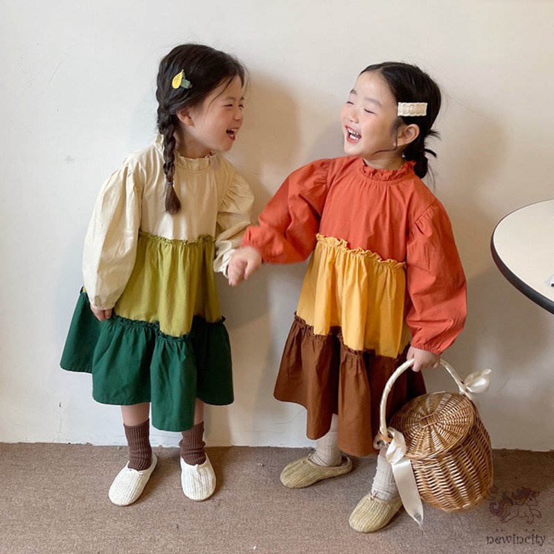 Đầm DàI Tay NhiềU MàU SắC Cho Bé GáI