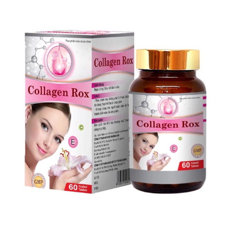 Viên uống đẹp da Collagen Rox vitamin E - Hộp 60 viên