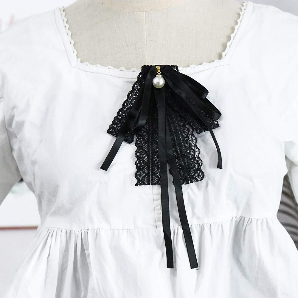 MXGOODS Cài Áo Hình Nơ Phối Ren Màu Đen Thanh Lịch