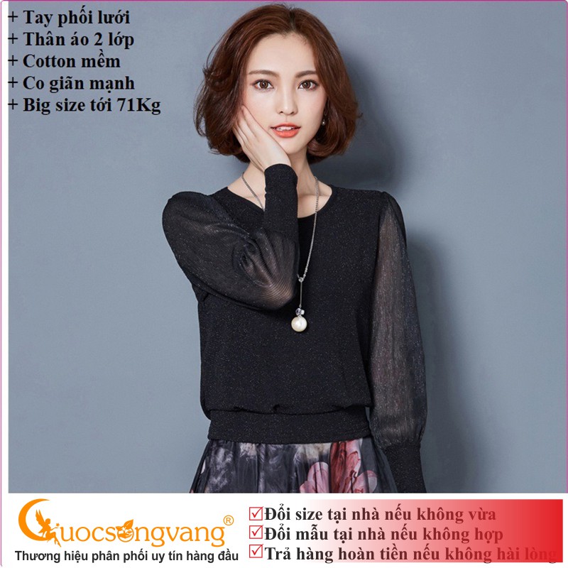 Áo nữ áo kiểu đính kim sa dài tay GLA106 Cuocsongvang