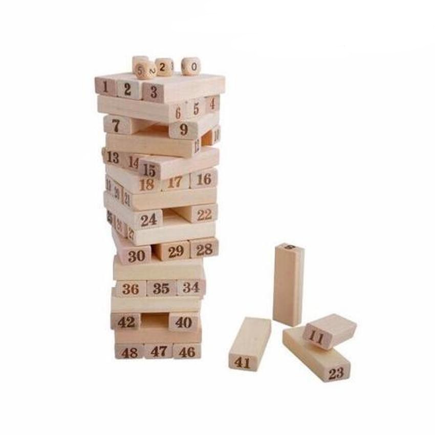 Bộ Đồ Chơi Rút Gỗ 48/54 Miếng Cỡ Lớn 21,5x6,9cm (725Gr) - Xếp Domino - Xây Thành