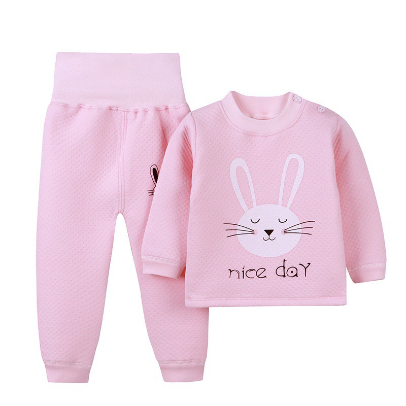 Bộ Quần Áo Giữ Nhiệt Cho Bé 1 Đến 3 Tuổi Cotton 3 Lớp CTKids Set Thu Đông Cạp Cao Cho Bé Trai Bé Gái