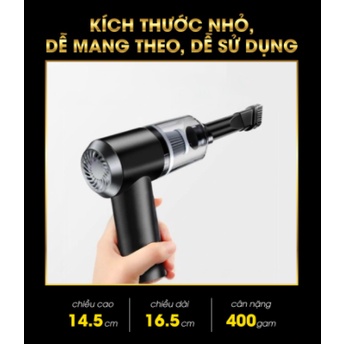 Máy hút bụi cầm tay mini không dây ô tô giường nệm, máy hút bụi nhà cửa công suất 9000PA cao cấp