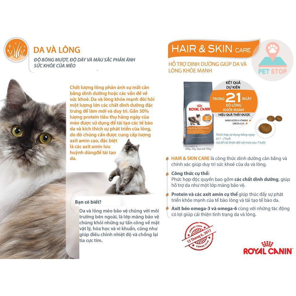 2kg Hạt Royal Canin Hair &amp; Skin dưỡng da lông cho mèo trên 1 tuổi