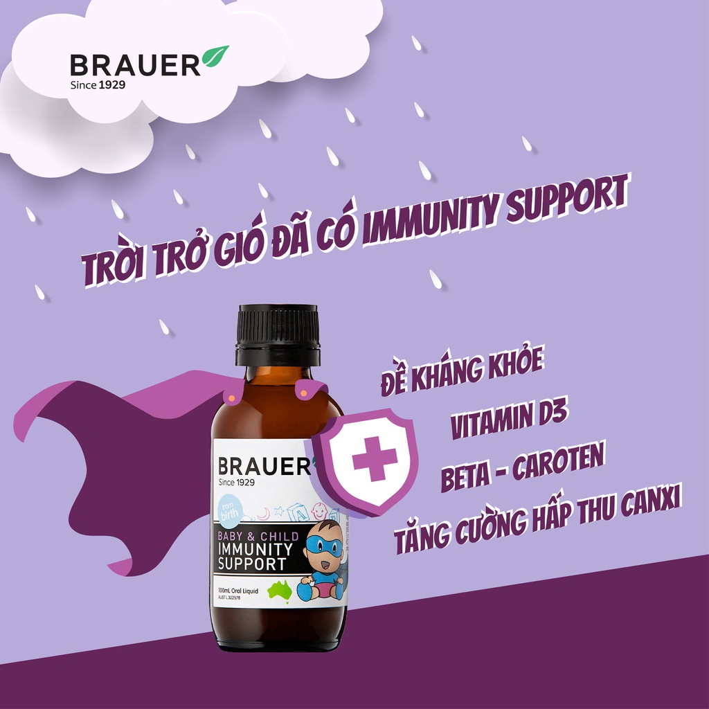 Siro giúp hỗ trợ tăng cường hệ miễn dịch cho bé Brauer Baby Child Immunity Support 100ml - Hàng nội địa Úc - QT280
