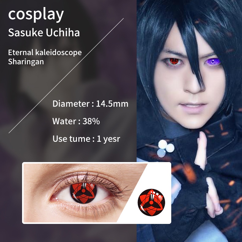 Cặp kính áp tròng JEWELENS hóa trang nhân vật Uchiha Sharingan Itachi Sasuke Kakashi Madara