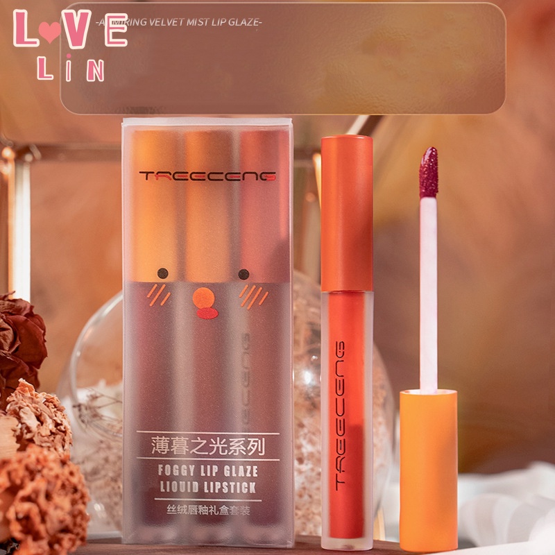 Bộ 3 Son Môi Màu Nhung Lì Kiêm Má Hồng Hai Công Dụng Màu Sắc Dành Cho Nữ