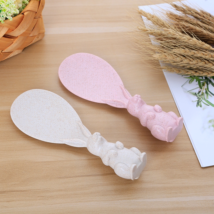 Bộ 5 Muỗng Xới Cơm Không Dính Hình Thỏ Có Giá Đỡ