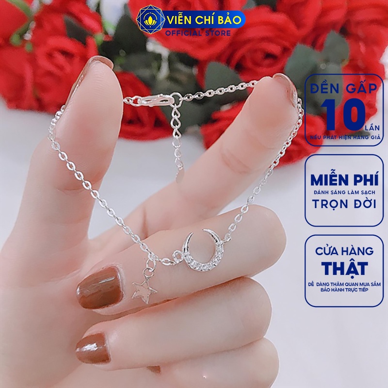 Lắc tay bạc nữ hình trăng sao chất liệu bạc S925 - Viễn Chí Bảo L400036