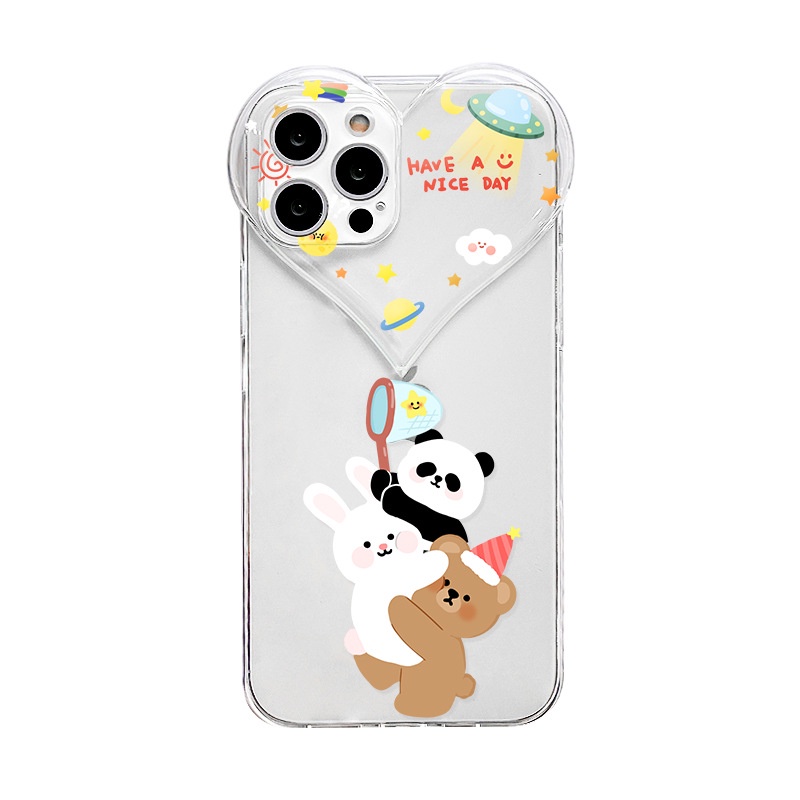 Ốp Điện Thoại tpu Silicon Trong Suốt Họa Tiết Trái Tim Lớn Cho Iphone 13iPhone11 / 12Pro xr / 8 xs