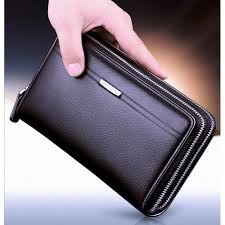 Ví cầm tay, bóp cầm tay, ví đựng thẻ card BODI nam nữ da bò cao cấp  2 ngăn khóa BA04 KT:21x13x4cm