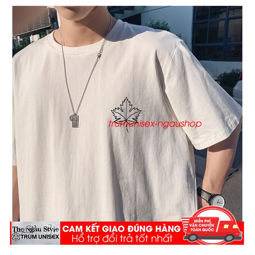 Áo thun Stee nam tay lỡ unisex form rộng overtee Lá Phong Hàn Quốc màu trắng và đen chất vải cotton xịn Trumunisex | BigBuy360 - bigbuy360.vn