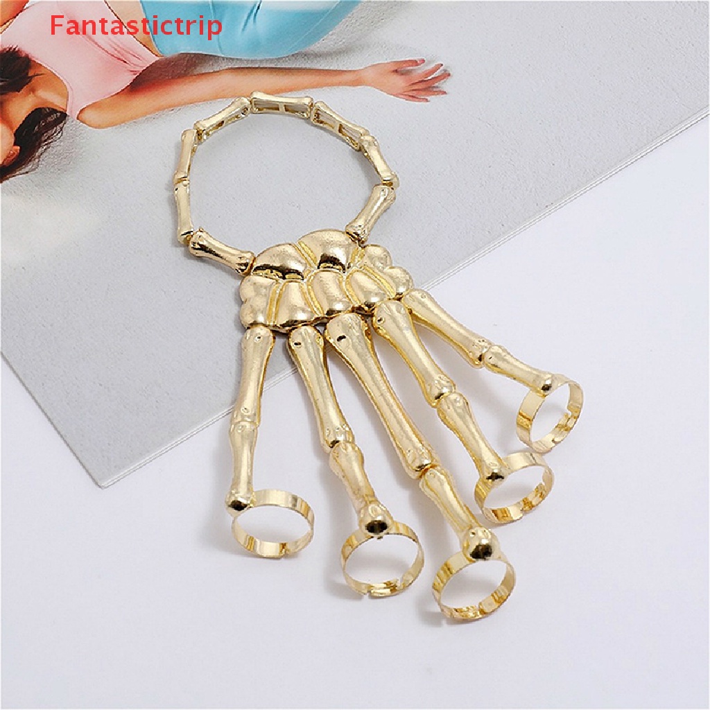 [Fantastictrip] Vòng Đeo Tay Hình Bộ Xương Bàn Tay Có Thể Điều Chỉnh Kích Cỡ Phong Cách Gothic