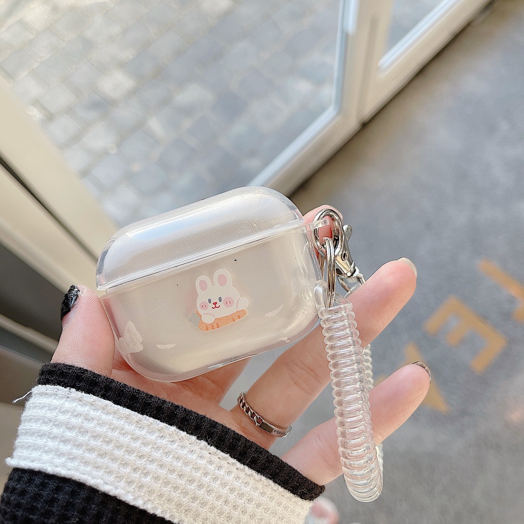 Vỏ Bảo Vệ Hộp Sạc Tai Nghe airpods 1 2 Pro 3rd Generation Pro 1/2 Trong Suốt Chống Sốc Họa Tiết Hoạt Hình Kèm Dây Đeo Kiểu Nhật Hàn