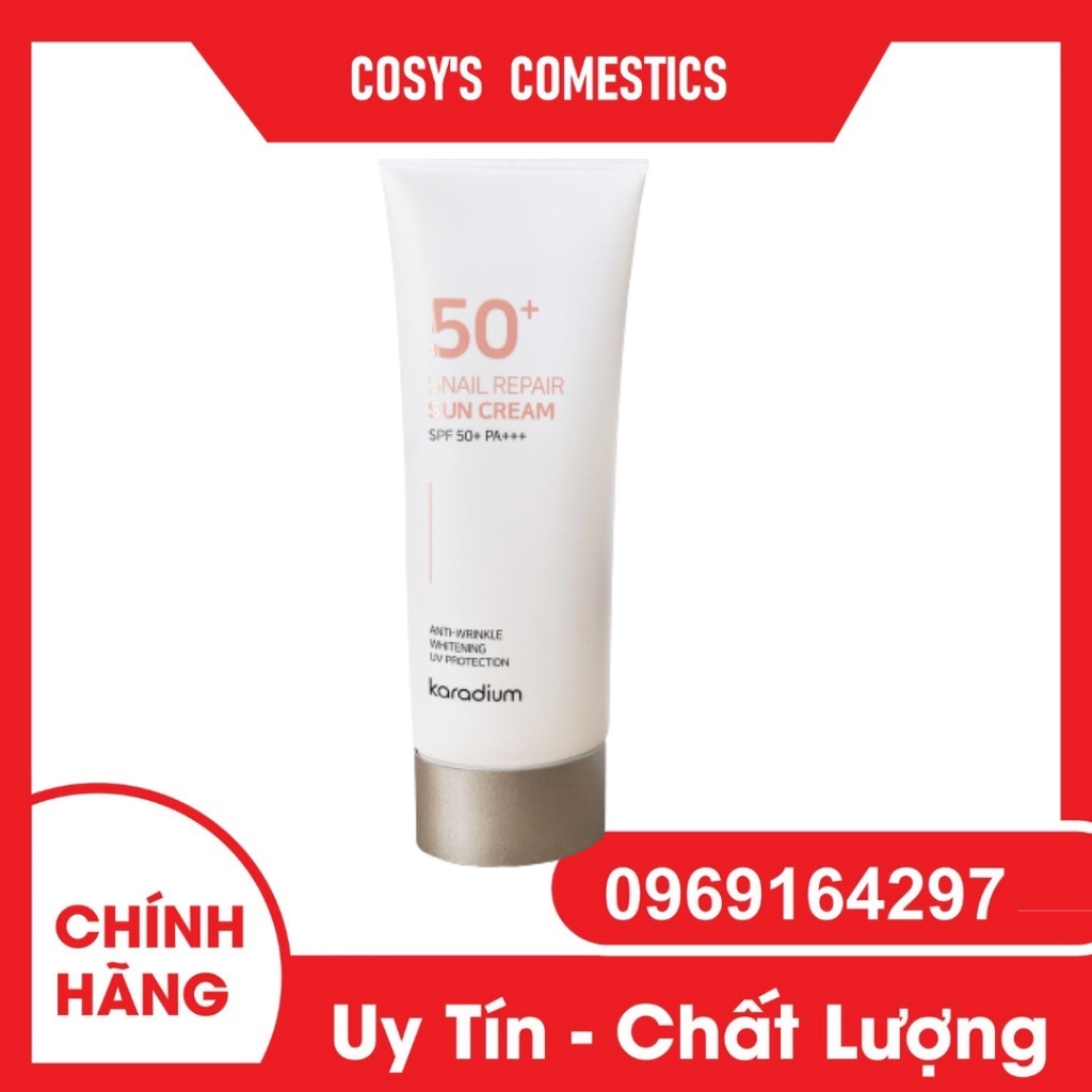 Kem Chống Nắng Karadium - Kem Chống Nắng Nâng Tone Da Karadium Snail Repair Sun Cream SPF 50+ PA+++