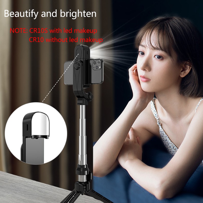 Gậy chụp ảnh selfie monopod gắn điện thoại có thể xoay 360 độ có đèn LED kèm điều khiển từ xa CRXT10 / 10S | BigBuy360 - bigbuy360.vn