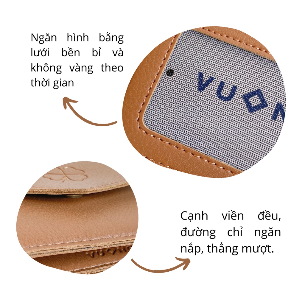 Ví cỏ 4 lá Lucky wallet da mềm nhiều ngăn by Vuông