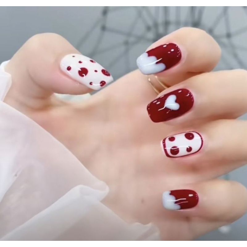 Nailbox tết, màu đỏ form inbox