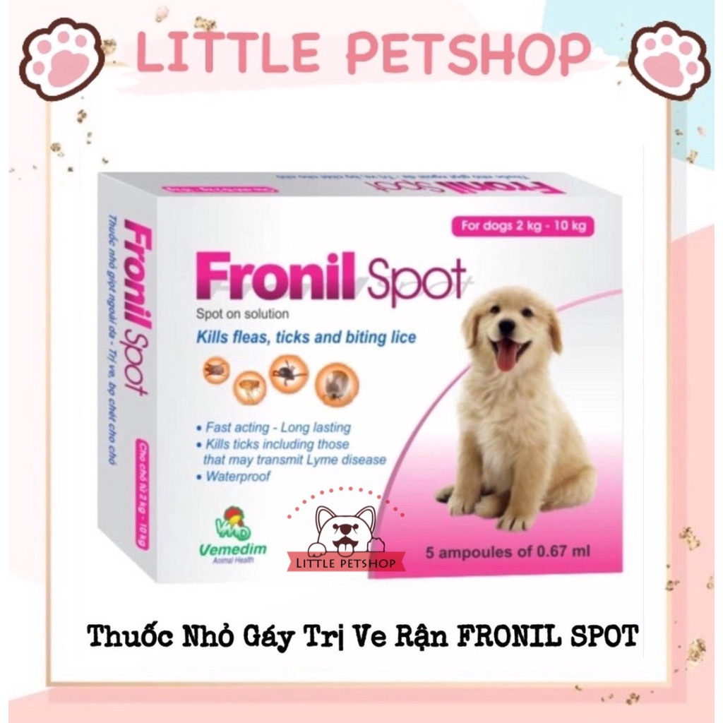 1 HỘP Thuốc Nhỏ Gáy Trị Ve Rận Fronil Spot Vemedim cho Thú Cưng