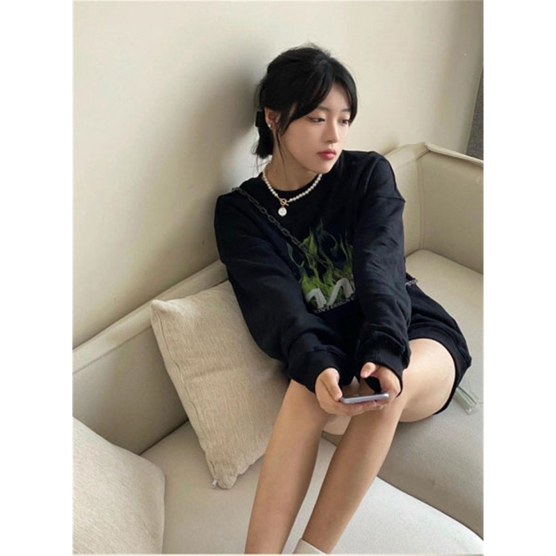 Áo thun ZHELIHANGFEI tay dài dáng rộng kiểu Mỹ cá tính