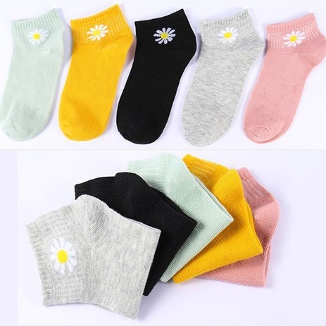 Tất vớ nữ cổ ngắn hoa cúc nhiều màu ANHStore, tất nữ hoa cúc cổ ngắn unisex ulzzang