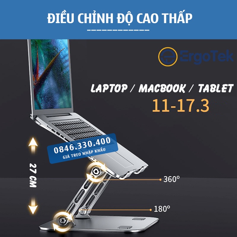 #LS515 – Giá đỡ nâng hạ Laptop – Laptop Stand – Laptop Macbo.ok Ip.ad 11- 17 Inch - Hợp kim nhôm – Tản nhiệt