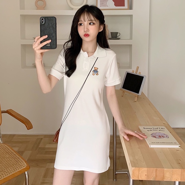 Đầm Cổ Polo Màu Trắng Dáng Ôm Thời Trang Mùa Hè Hàng Mới Dành Cho Bạn Nữ
