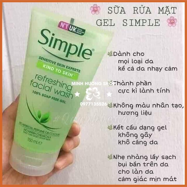 Sữa rửa mặt SIMPLE dạng gel dịu nhẹ dành cho da mụn