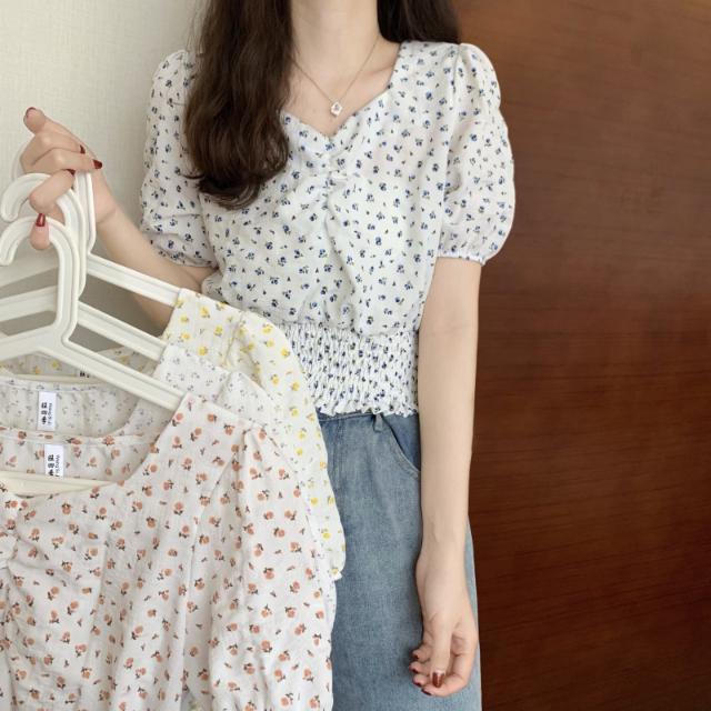 Áo Sơ Mi Ngắn Tay Họa Tiết Hoa Thời Trang Cho Nữ áo croptop JL-TX-196