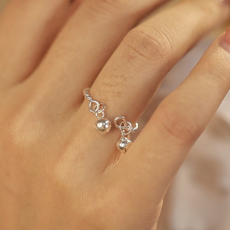 Nhẫn hở mạ bạc 925 thiết kế bện cá tính có thể điều chỉnh cho nữ